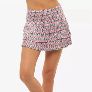 LUCKY IN LOVE Women's Size XL (16) Pretty in Pink Diamond Pleated Tiered Skort